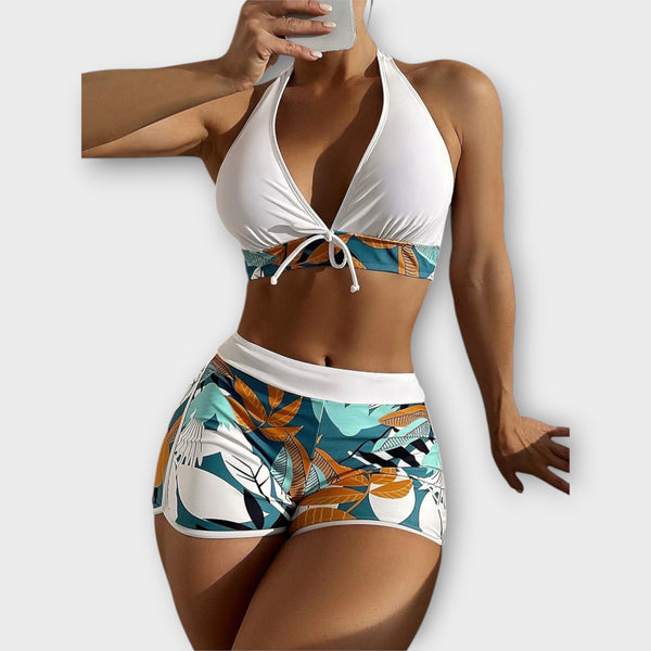 Hochtailliertes Halter-Bikini-Set