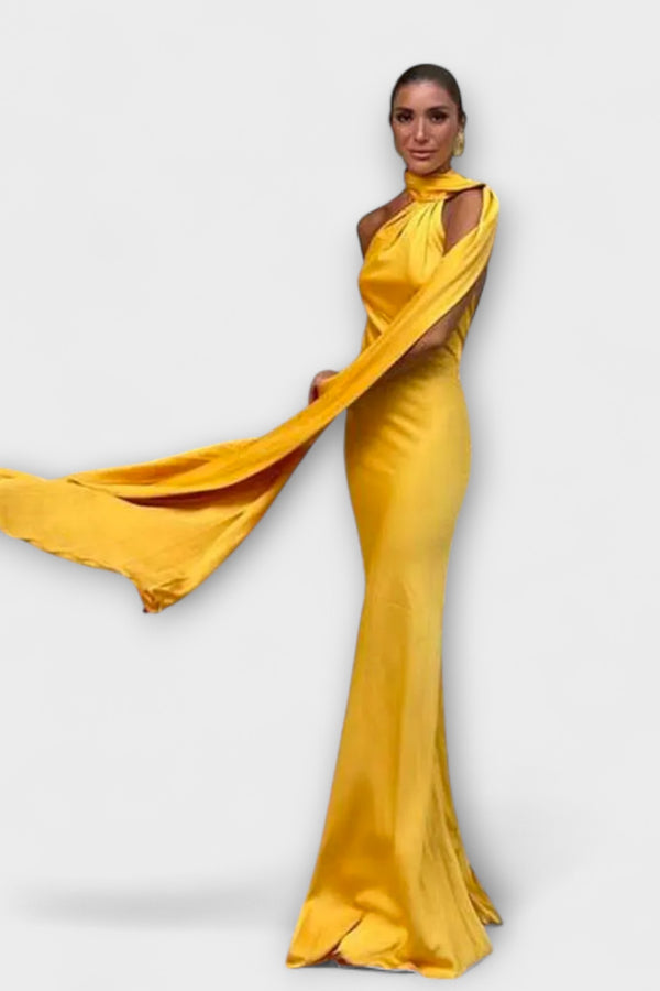 Schickes Off-Shoulder Halter Maxikleid