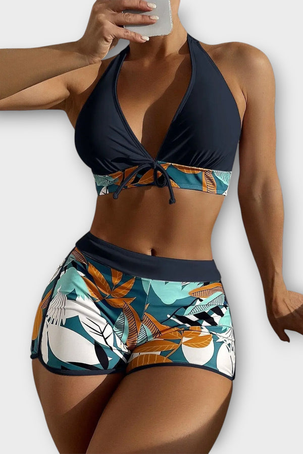 Hochtailliertes Halter-Bikini-Set
