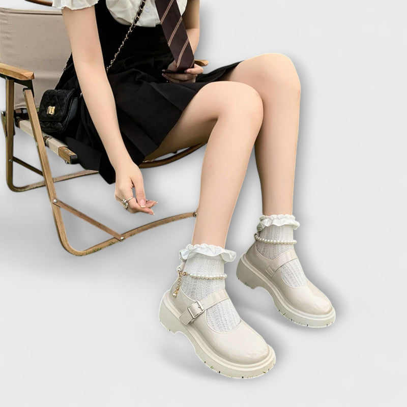Pearl - Luxus Perlen Mary Jane Leder Schuhe