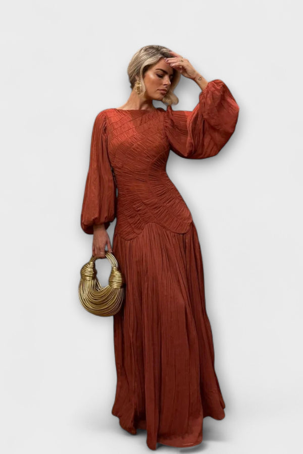 Elegantes Plissiertes Langarmkleid