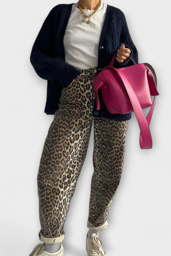 Chandra - Vintage-Jeans mit Leopardenmuster