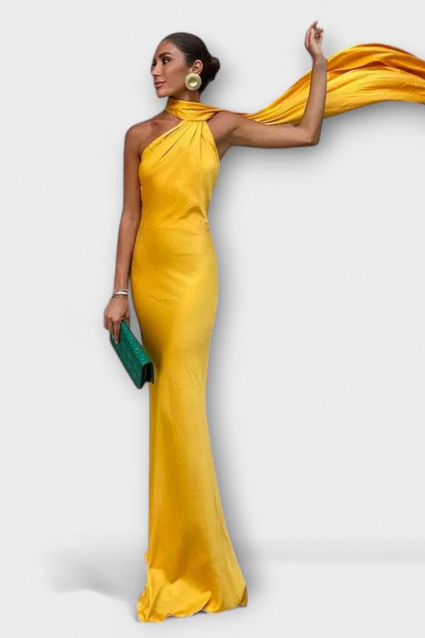 Schickes Off-Shoulder Halter Maxikleid