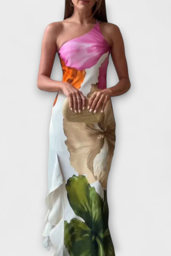 De Sapphire - Elegantes Patchwork Maxi Kleid