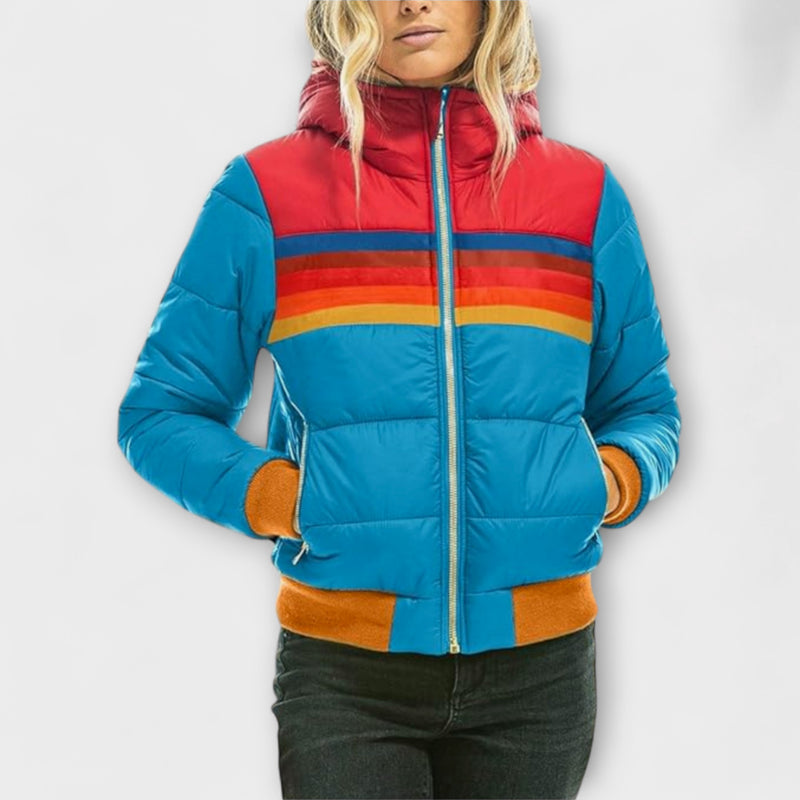 Roswitha - Damen Retro Parka mit Kunstfellkapuze