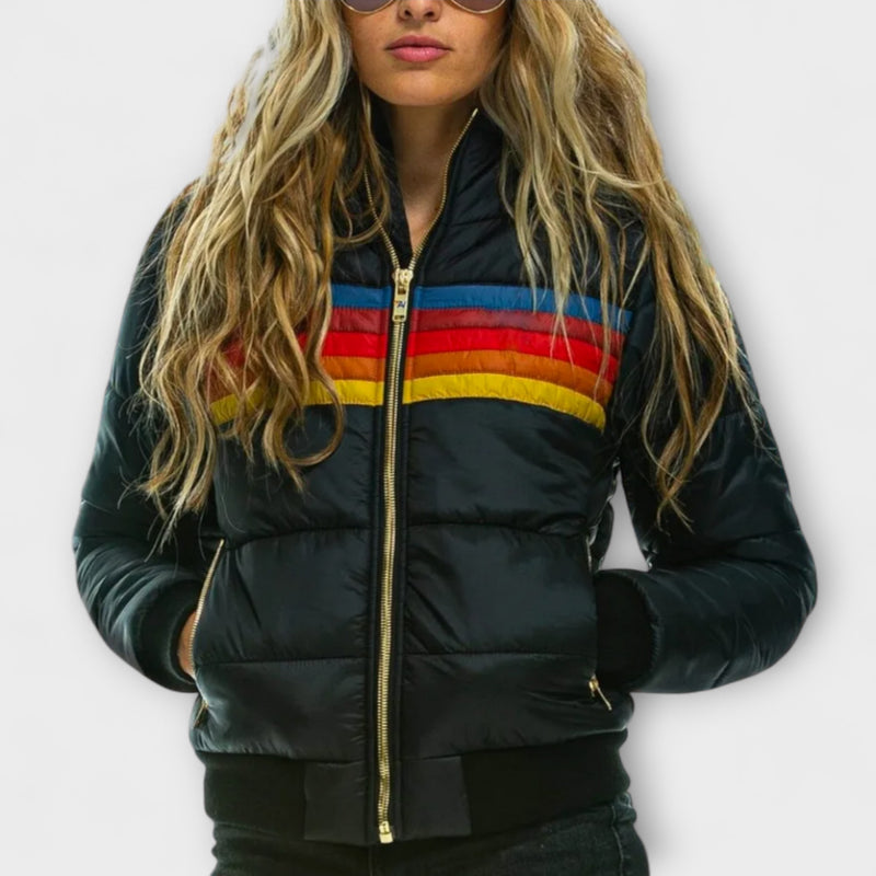 Roswitha - Damen Retro Parka mit Kunstfellkapuze