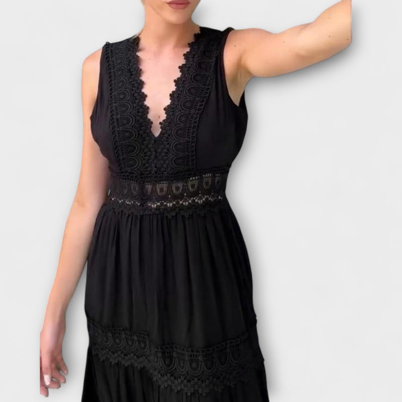 Aurélie - Elegantes V-Ausschnitt Spitzenkleid