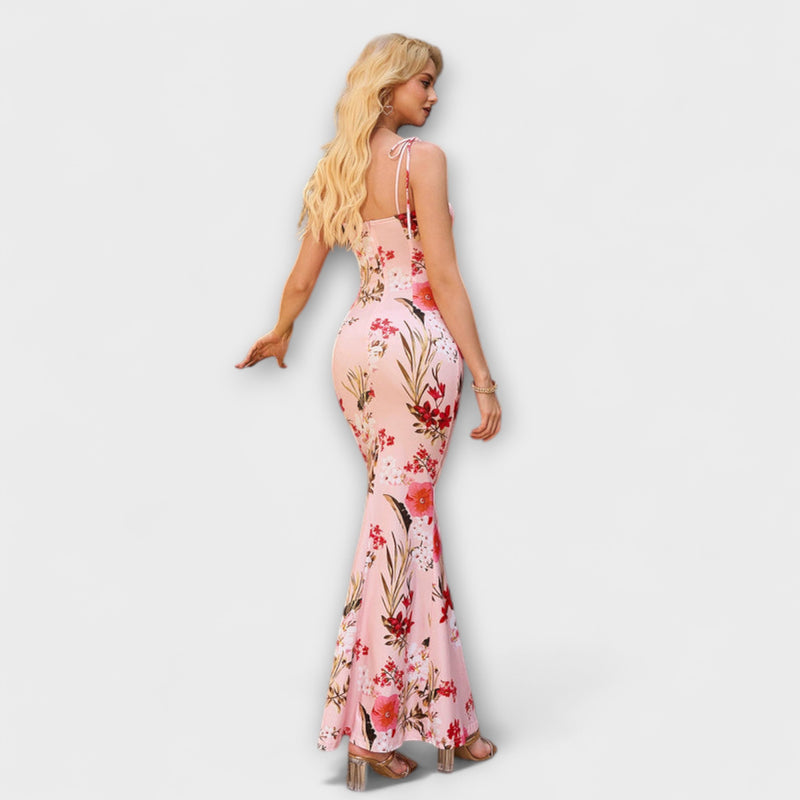 Thalia - Floral Print Prom Dress mit gebundenen Schulterträgern