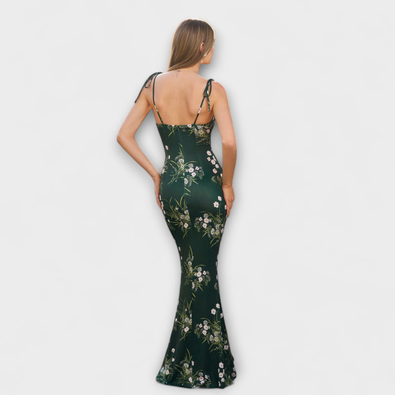 Thalia - Floral Print Prom Dress mit gebundenen Schulterträgern