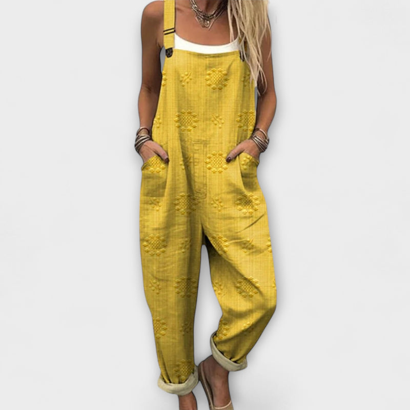 Petra - Blumenmuster Latzhose mit Punkten