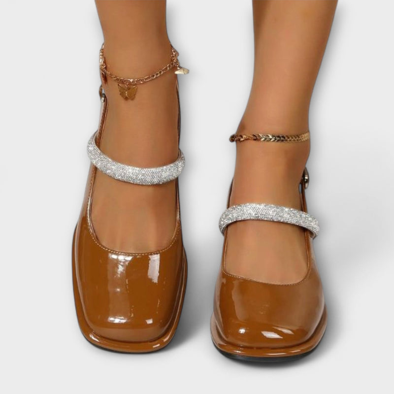 Celandra - Mary Janes mit Glitzer-Riemen und Blockabsatz