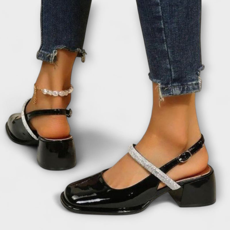 Celandra - Mary Janes mit Glitzer-Riemen und Blockabsatz