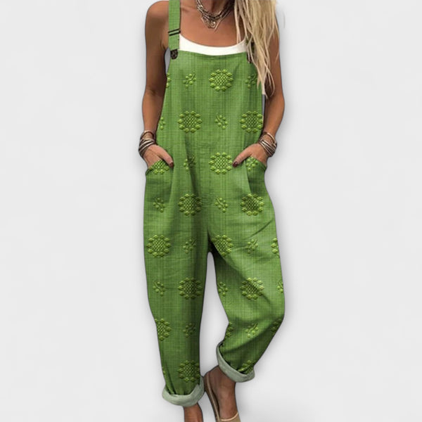 Petra - Blumenmuster Latzhose mit Punkten