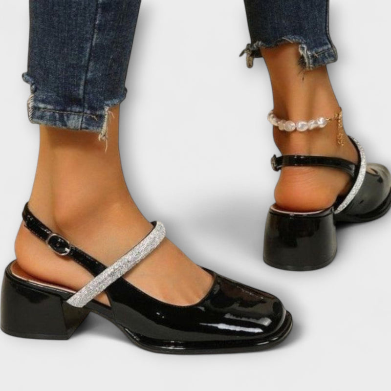 Celandra - Mary Janes mit Glitzer-Riemen und Blockabsatz