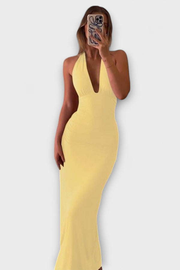 Raffiniertes Rückenfreies Halterneck-Gala Kleid
