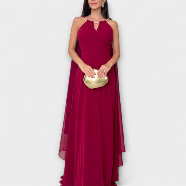 Mabel - Elegantes Maxikleid mit Cape-Ärmeln und hohem Schlitz