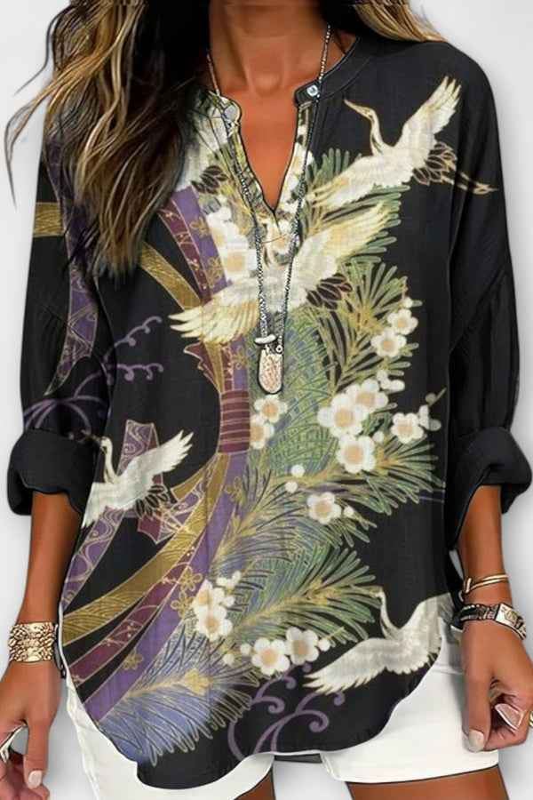 Ellie - Botanische Eleganz Bluse