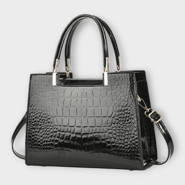Lora. -  Glänzende Krokodilledermuster-Handtasche
