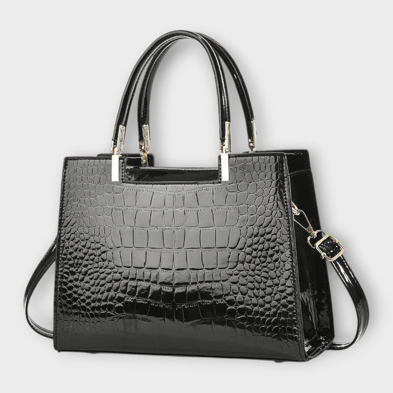 Lora. -  Glänzende Krokodilledermuster-Handtasche