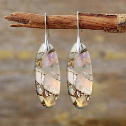 Vintage Oval Stone Ohrringe aus Naturmaterialien