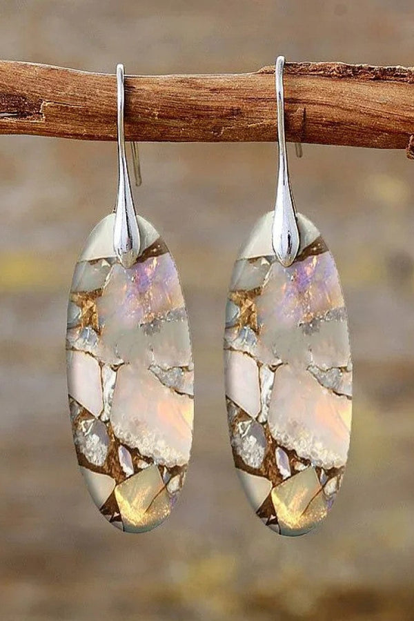 Vintage Oval Stone Ohrringe aus Naturmaterialien
