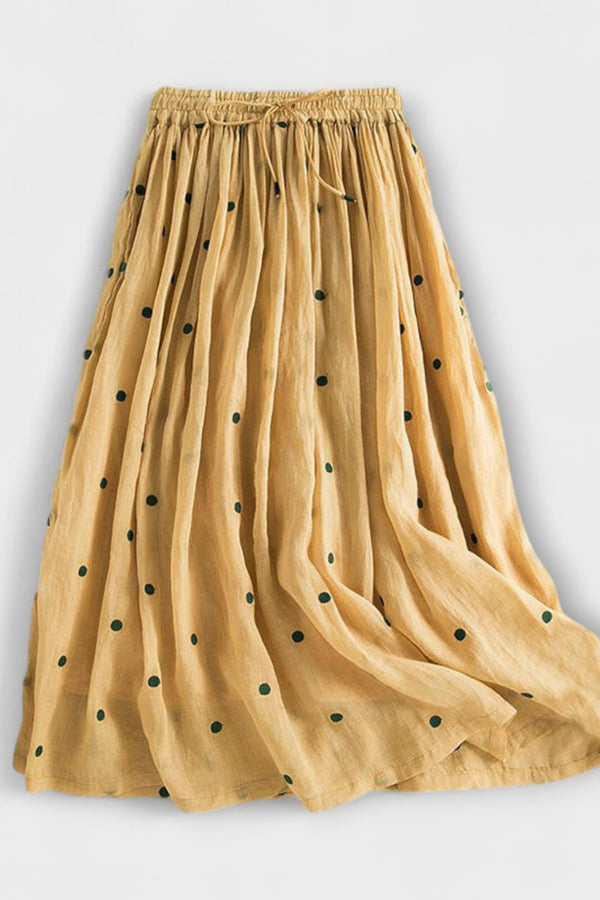 Verspielter Tupfenrock aus Baumwoll-Leinen