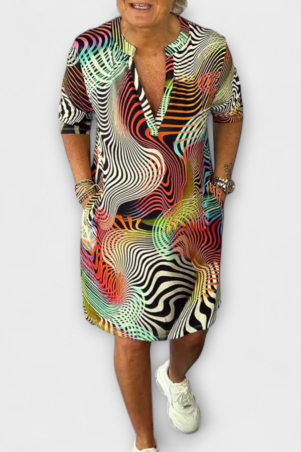 Liora - Buntes Kleid mit V-Ausschnitt