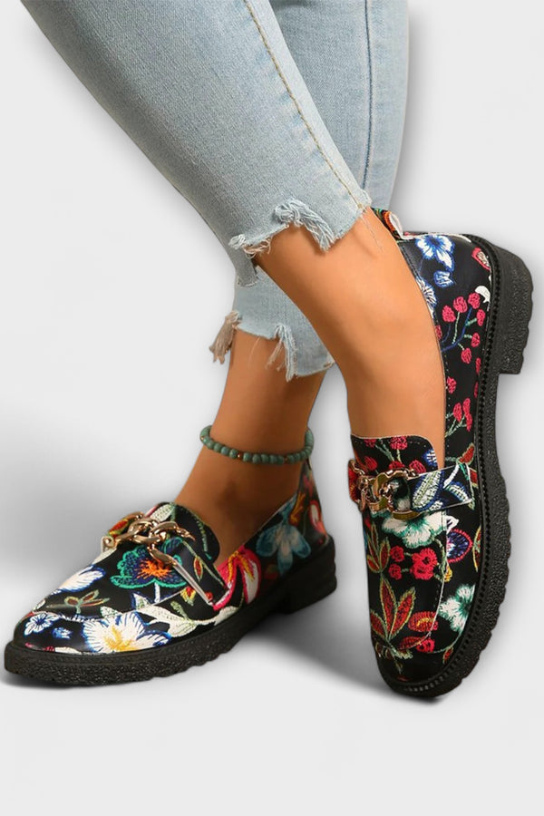 Orla – Mehrfarbige Loafer mit Blumenmuster