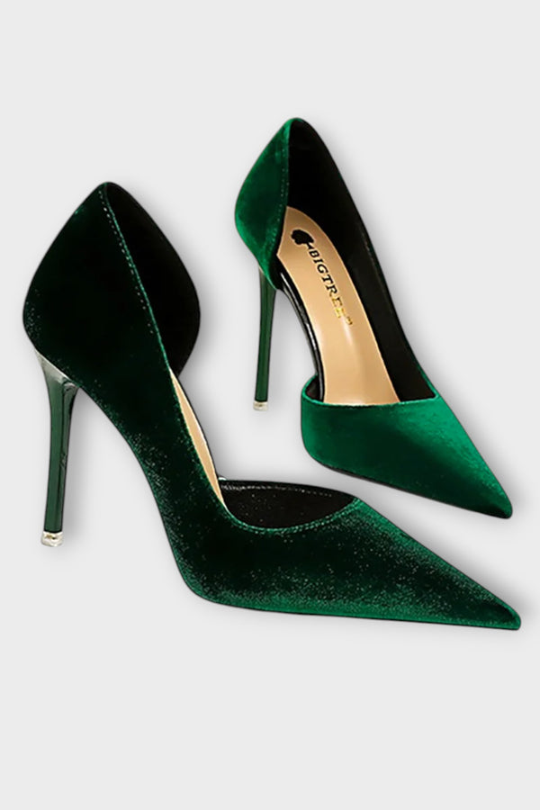 Bella - Grüne Samt-Stiletto-Absätze