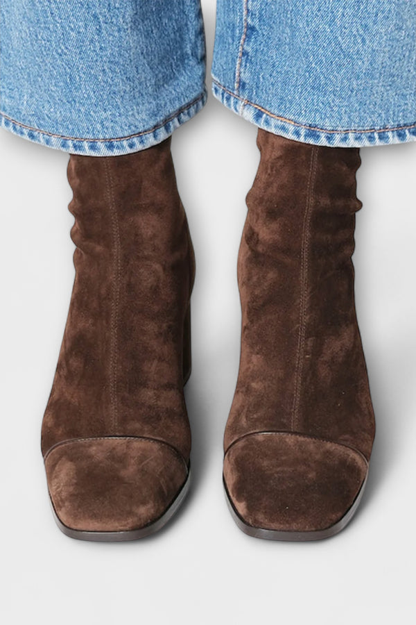 Candice - Dunkelbraune Stiefel mit klobigem Absatz