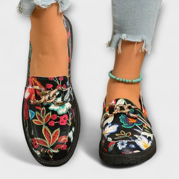 Orla – Mehrfarbige Loafer mit Blumenmuster