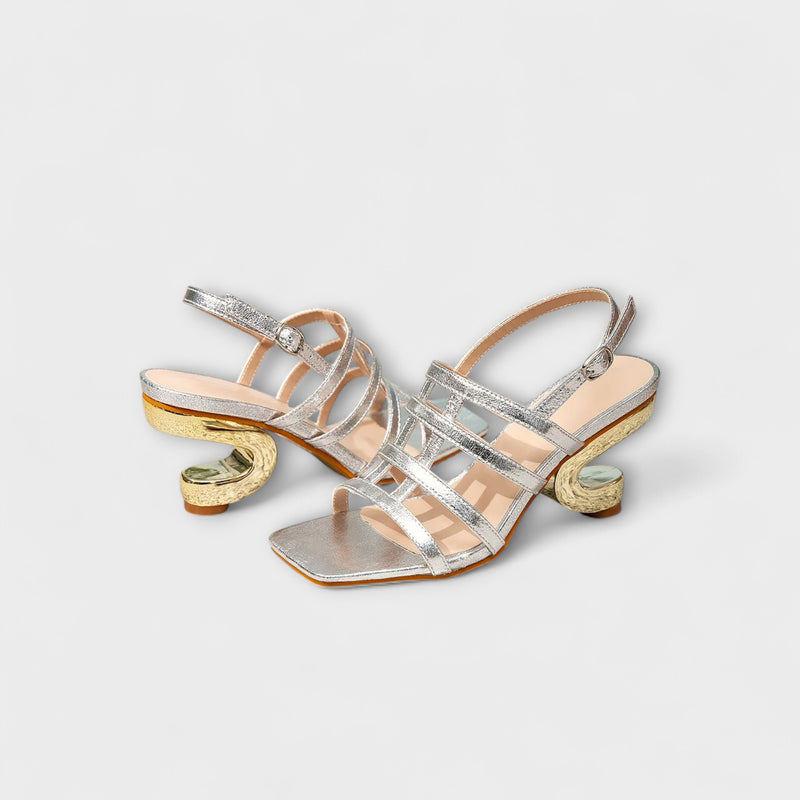 Nicole - Metallic shiny slingback sandals