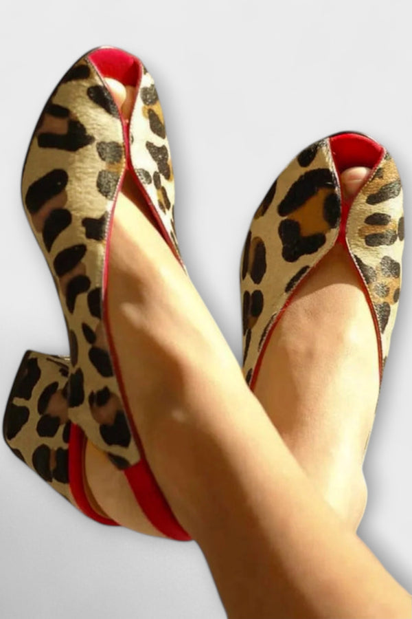 Shora – Peep Toe-Slingback Heels mit Leopardenmuster