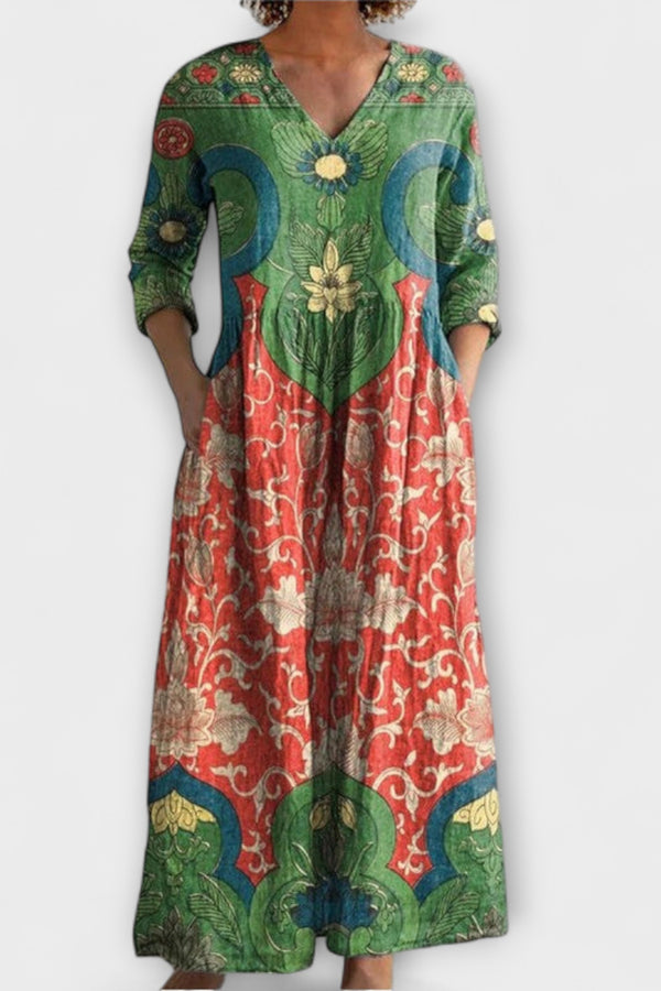 Celestine - Maxikleid mit Vintage-Blumenmuster