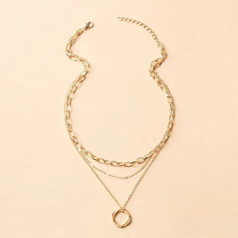 Retro Gold Layered Halskette