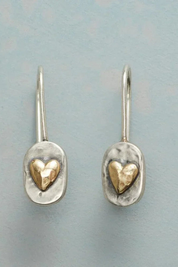 Vintage Silber Ohrringe mit Goldenem Herz