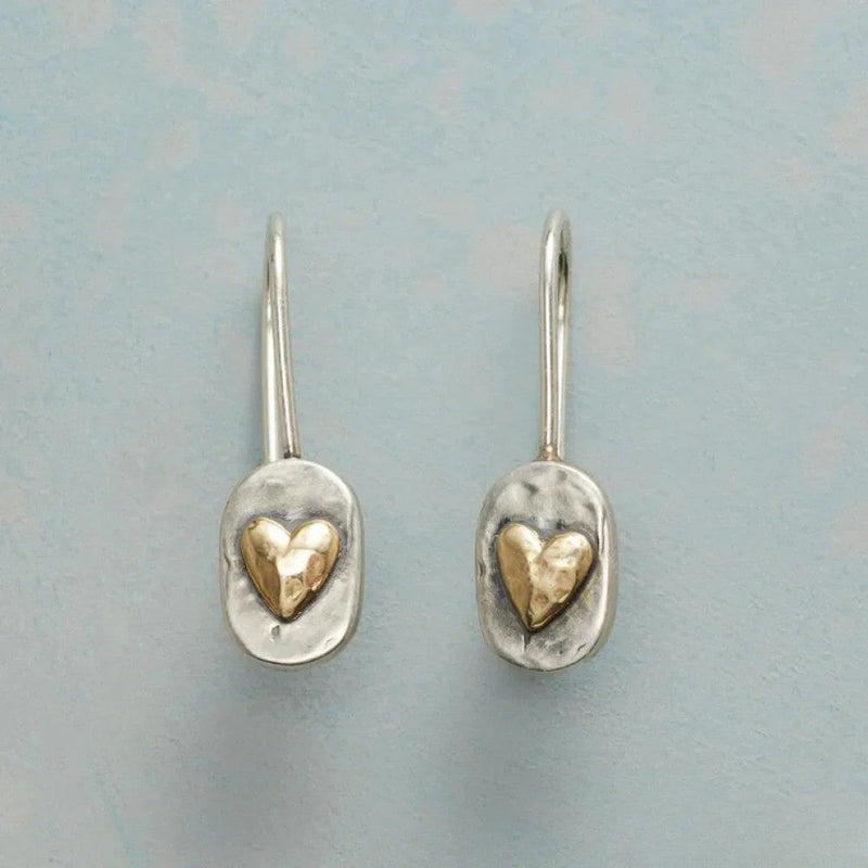 Vintage Silber Ohrringe mit Goldenem Herz