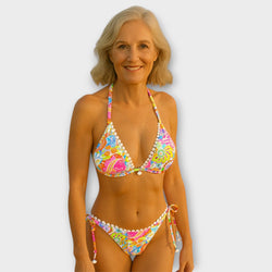 Valerie - Lebhaftes Spitzen-Bikini mit Halsband