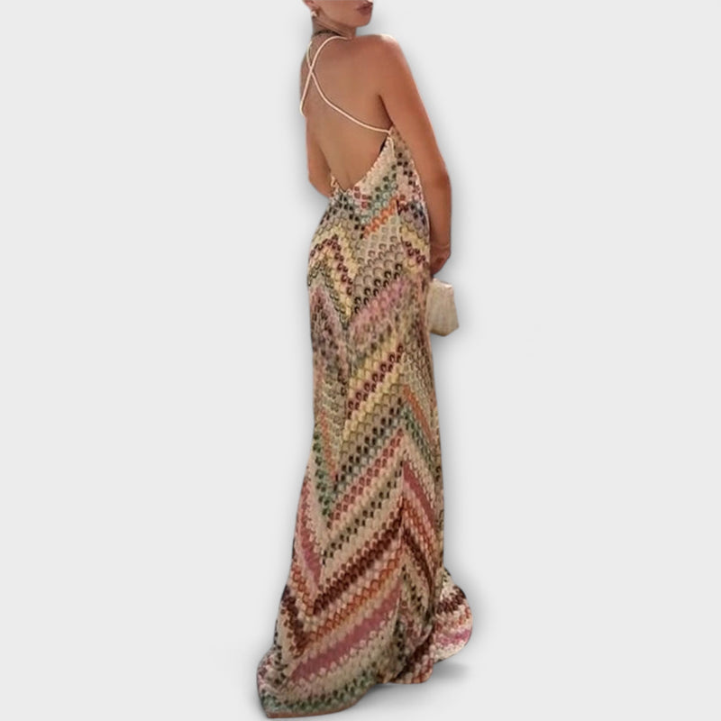 Remi - Missoni Buntes Fischgrätenmuster Maxikleid