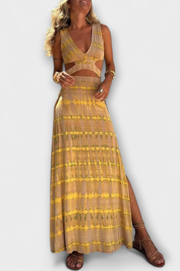 Ella - Eleanor Tie-Dye Cutout Schlitz Stretchkleid