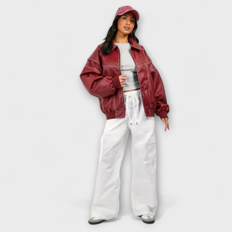 Faye - Oversized Lederjacke