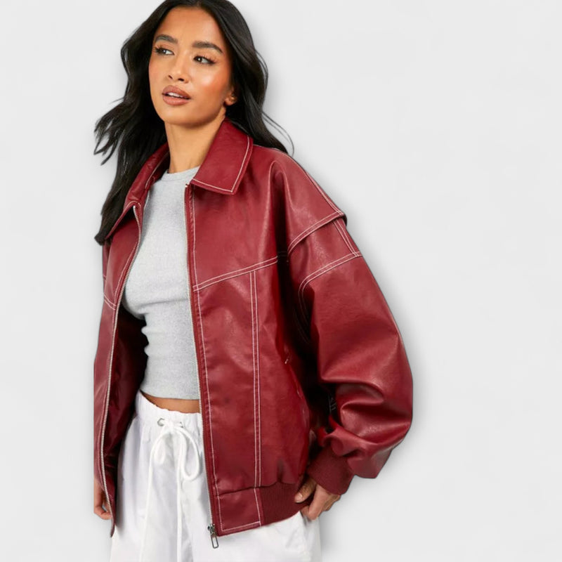 Faye - Oversized Lederjacke