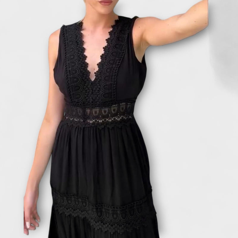 Ninfea  Ärmelloses Boho-Midikleid mit Spitzenakzenten