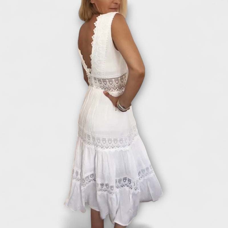 Ninfea  Ärmelloses Boho-Midikleid mit Spitzenakzenten