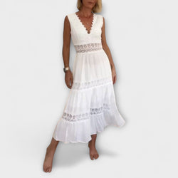 Ninfea  Ärmelloses Boho-Midikleid mit Spitzenakzenten