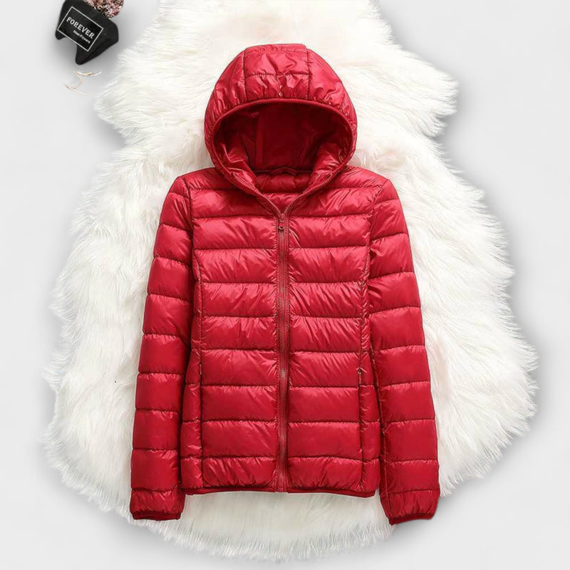 Manuela - Wasserfeste Jacke mit Weißen Entenfedern