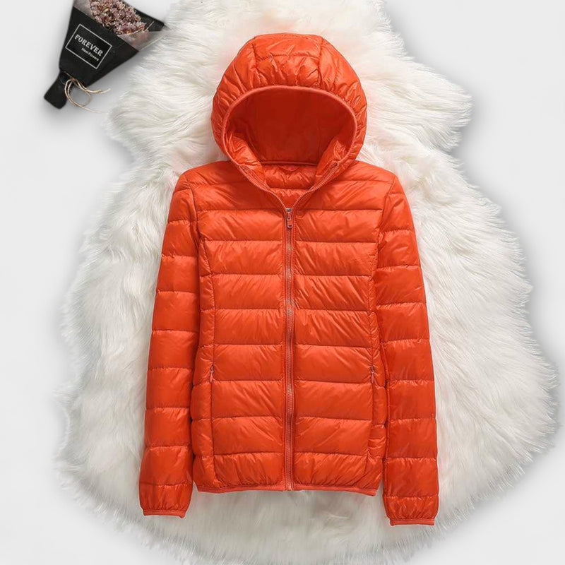 Manuela - Wasserfeste Jacke mit Weißen Entenfedern