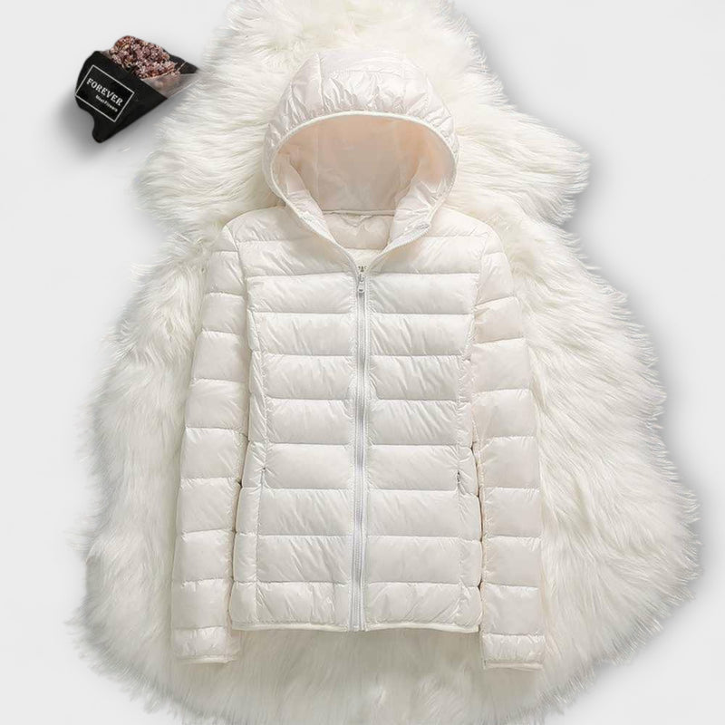 Manuela - Wasserfeste Jacke mit Weißen Entenfedern