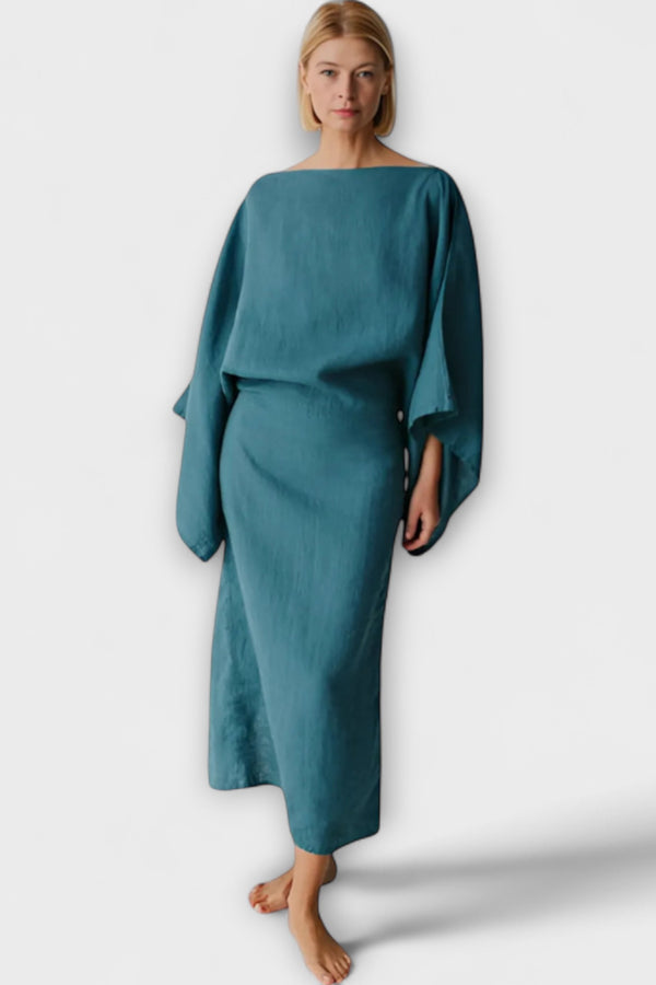 Dana - Kimono Kleid aus Leinen und Baumwolle