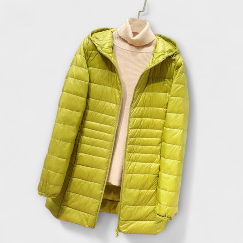 Manuela - Wasserfeste Jacke mit Weißen Entenfedern
